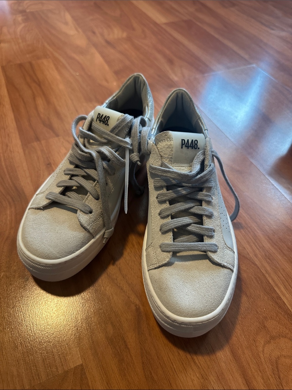 P448 Women's Light Gray Suede & Leather Low-Top Sneakers